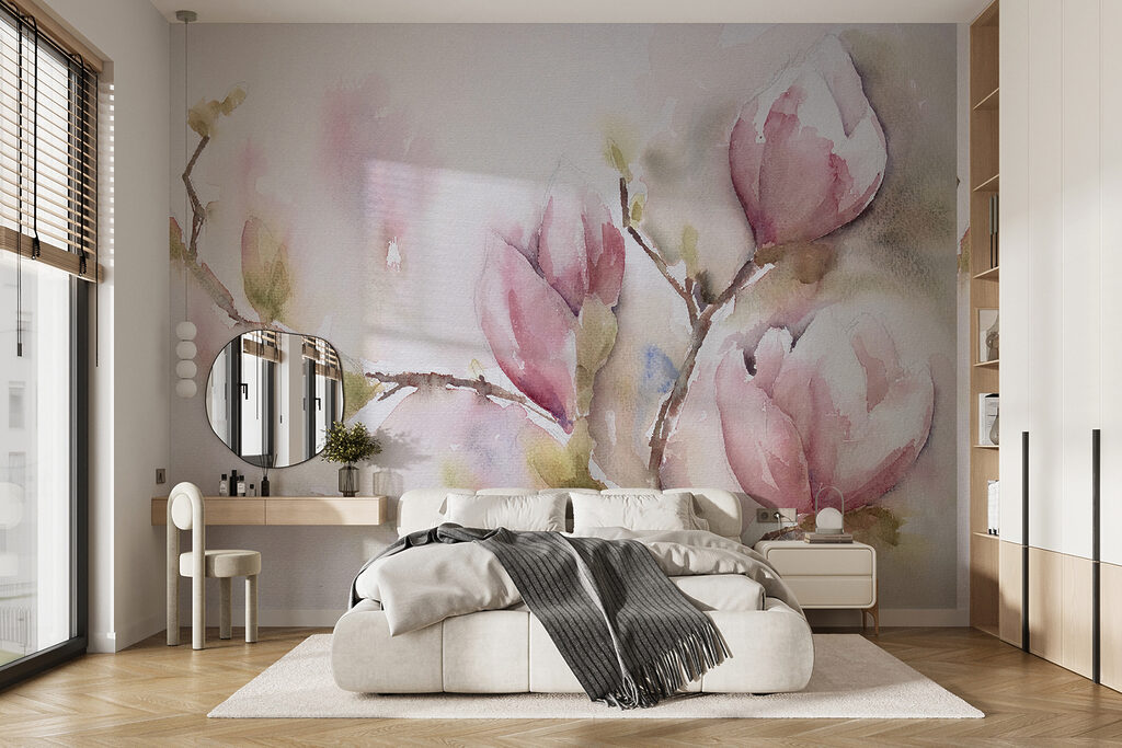 Rosa Blüten in Aquarell — Interieur 11