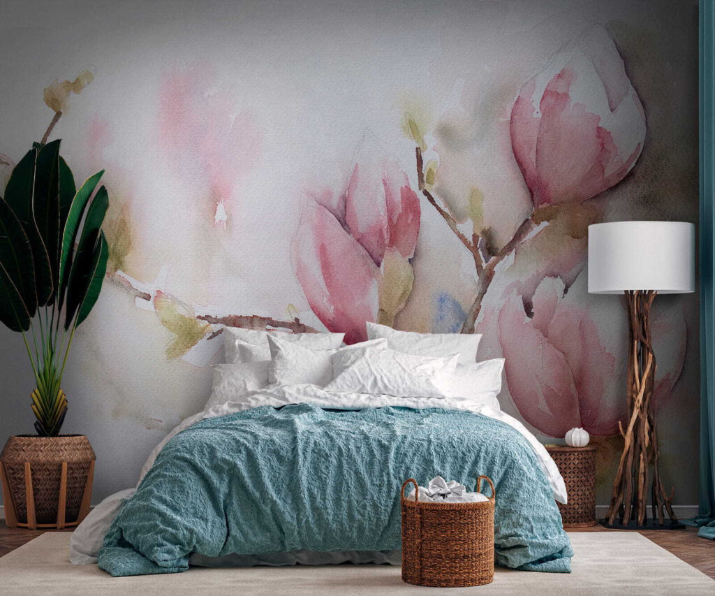 Rosa Blüten in Aquarell — Interieur 4