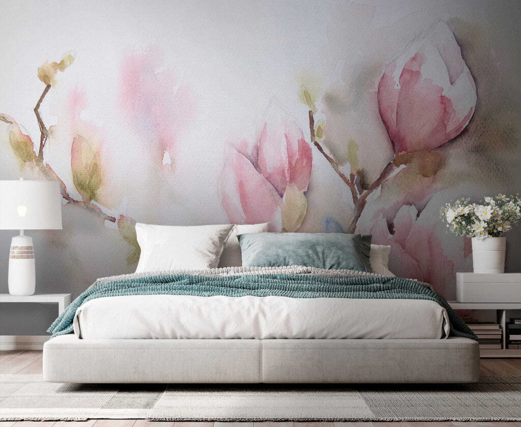 Rosa Blüten in Aquarell — Interieur 5