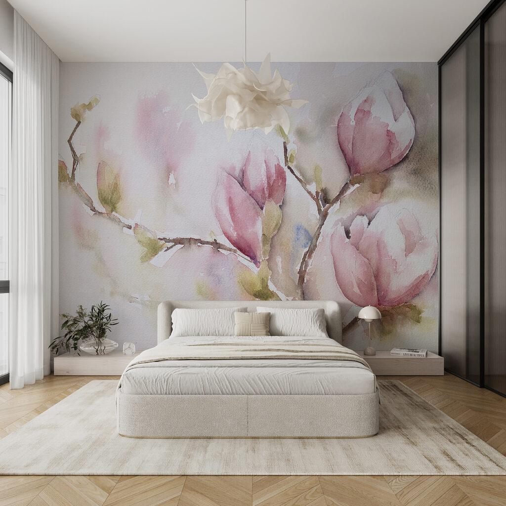 Rosa Blüten in Aquarell — Interieur 12