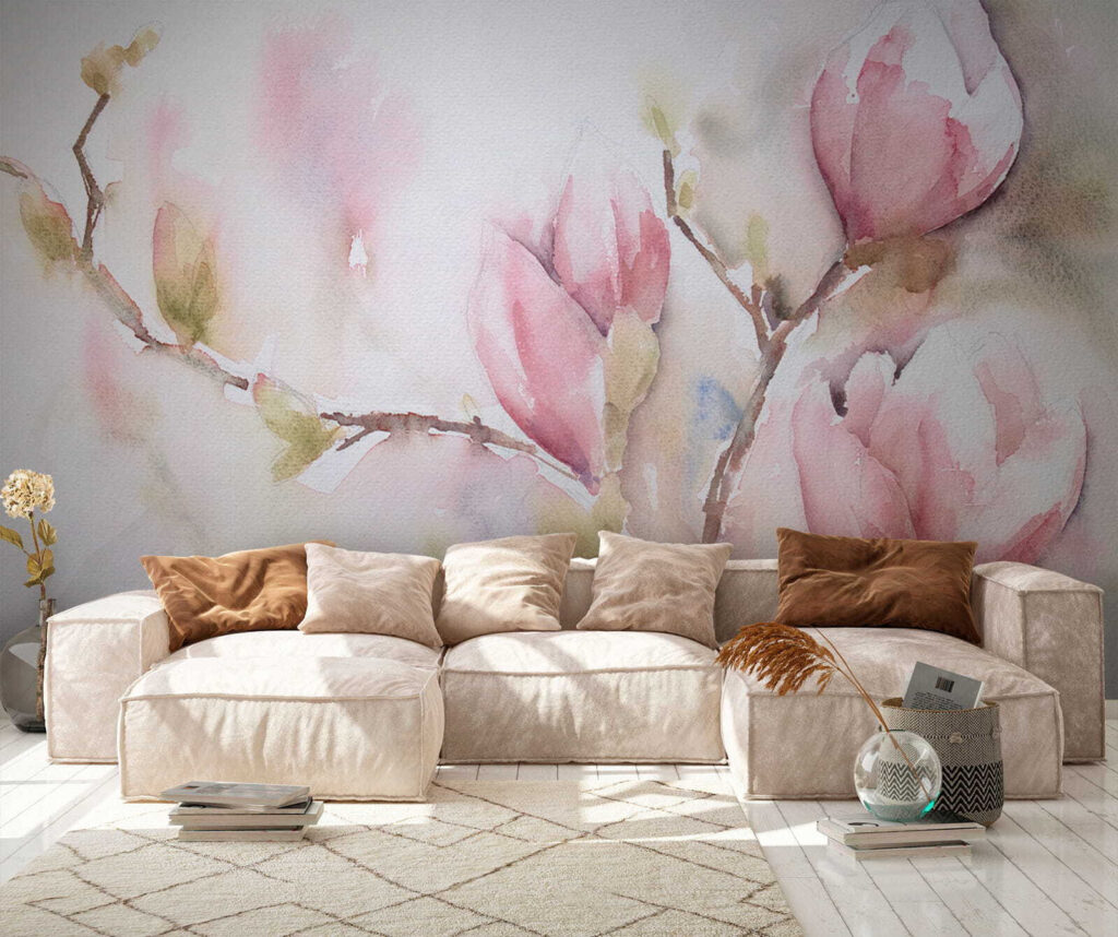 Rosa Blüten in Aquarell — Interieur 6