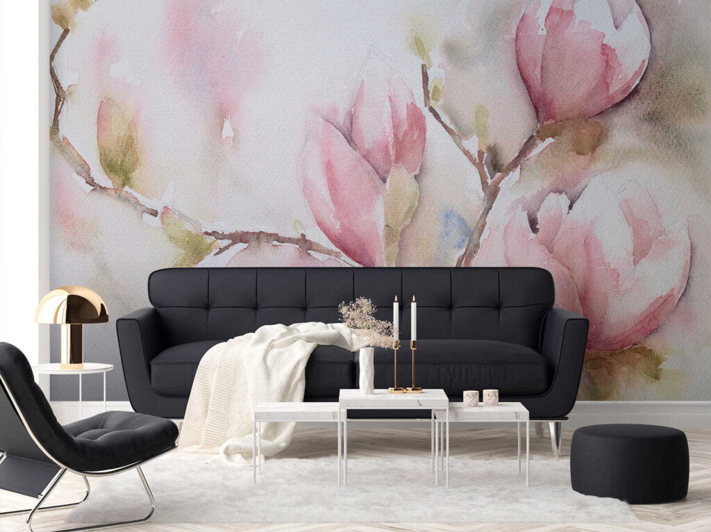 Rosa Blüten in Aquarell — Interieur 7