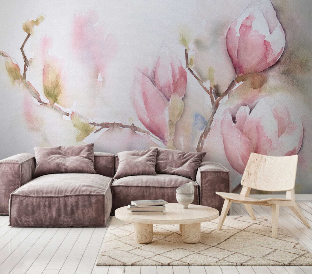 Rosa Blüten in Aquarell — Interieur 1