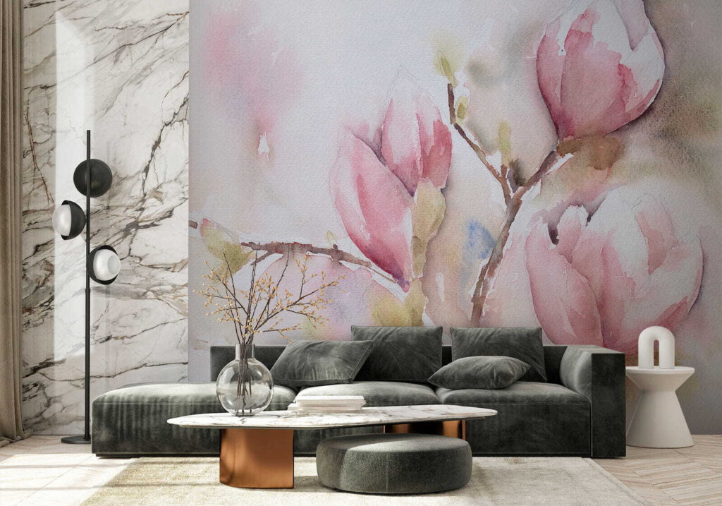 Rosa Blüten in Aquarell — Interieur 8