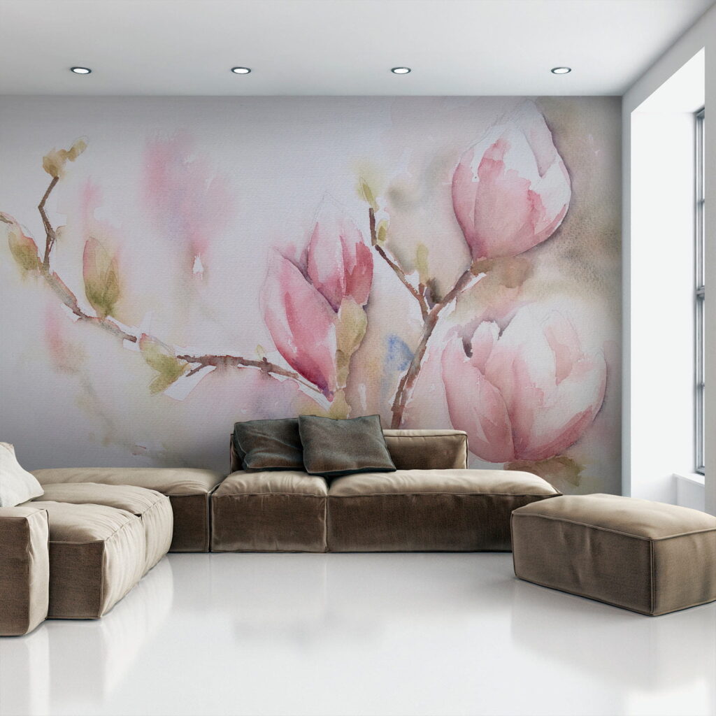 Rosa Blüten in Aquarell — Interieur 9