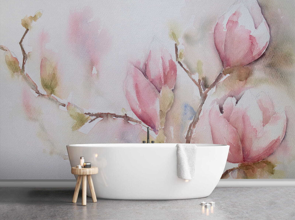 Rosa Blüten in Aquarell — Interieur 10
