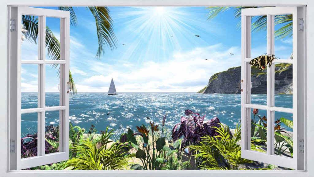 Segelboote vor dem Fenster — ganzes Design
