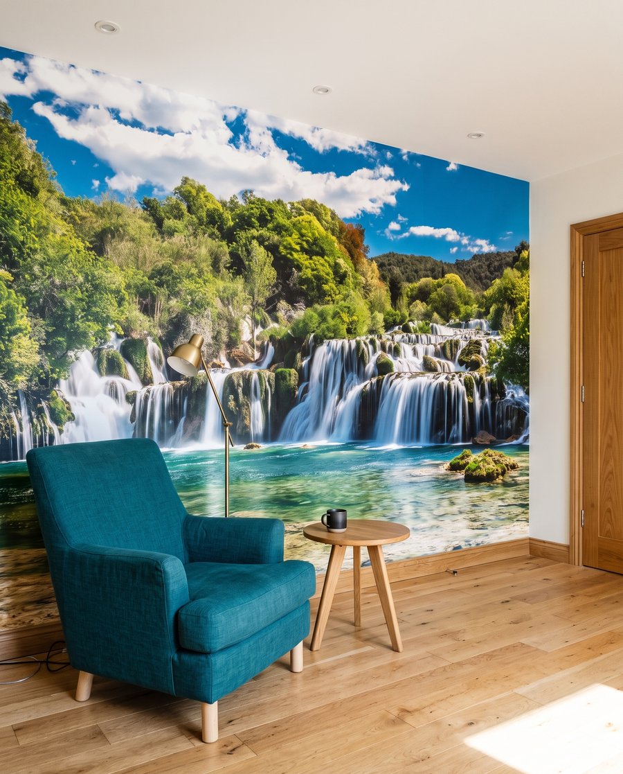 Grüner Teich unter Wasserfällen — Interieur 4