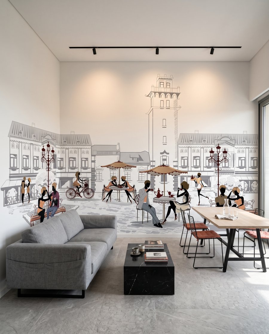 Terrassen am Stadtplatz in einem Interieur