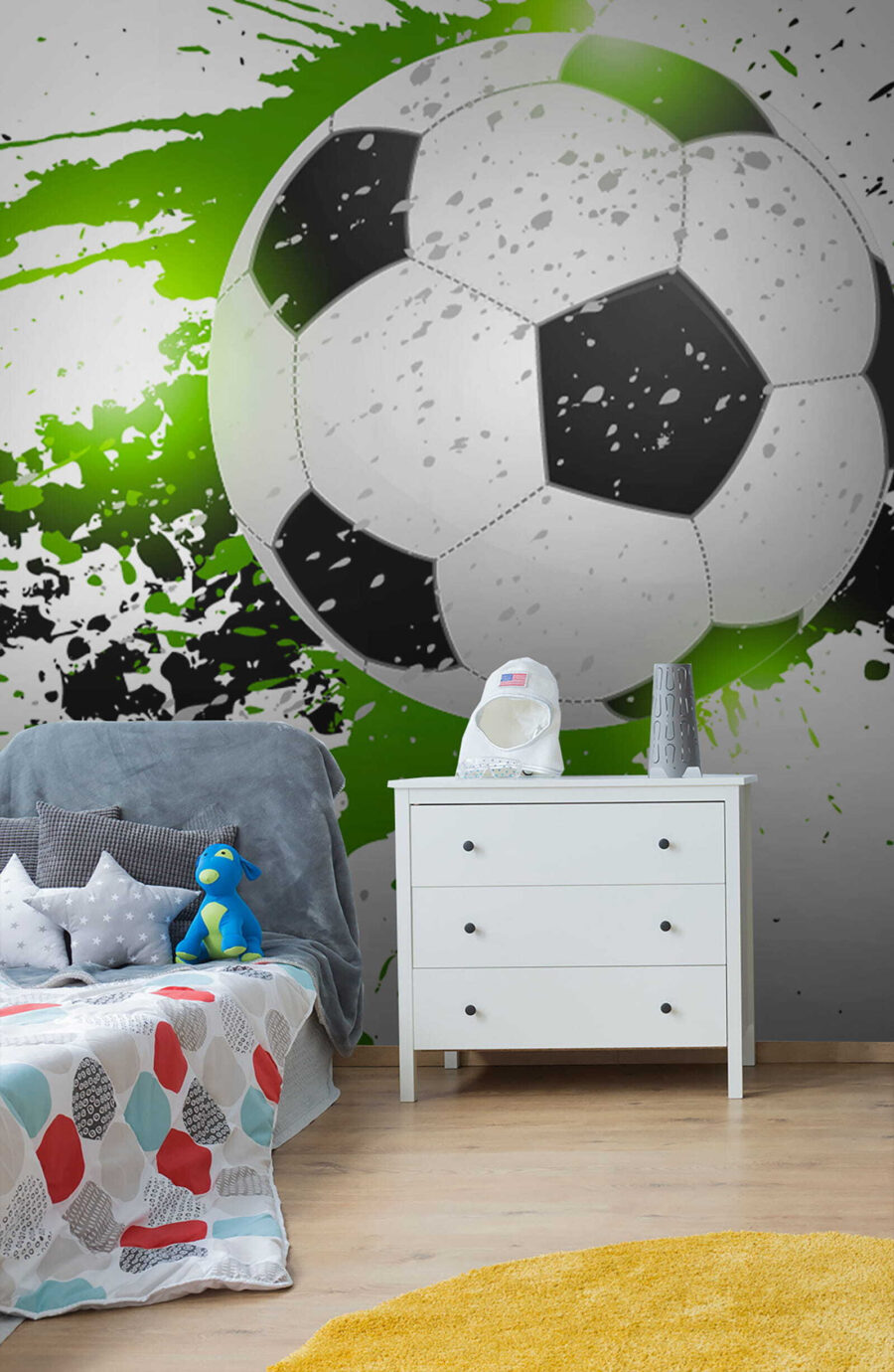 Fußball in grünen Farbspritzern — Interieur 3
