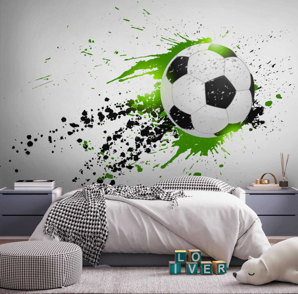 Fußball in grünen Farbspritzern — Interieur 2