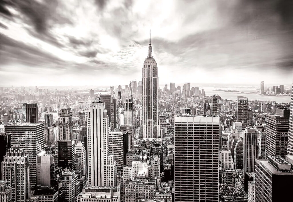 Skyline in Schwarz-Weiß — ganzes Design