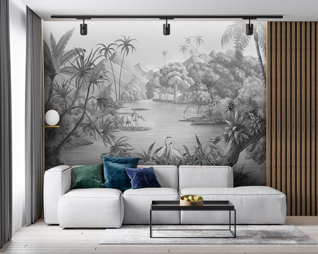 Fluss im gezeichneten Tropenwald — Interieur 7