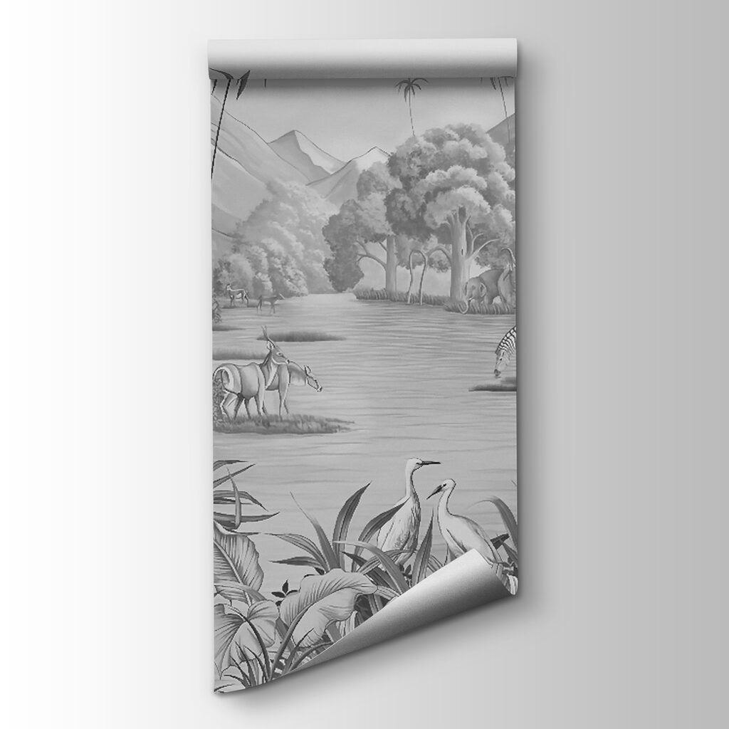 Fluss im gezeichneten Tropenwald — Produktansicht