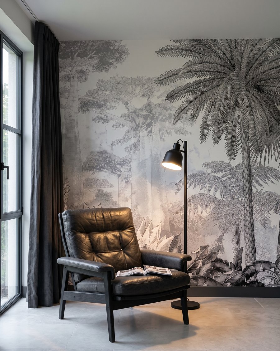 Fein gezeichnete Palme — Interieur 3