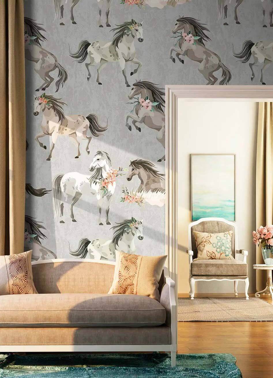 Pferde zwischen Blumen — Interieur 1