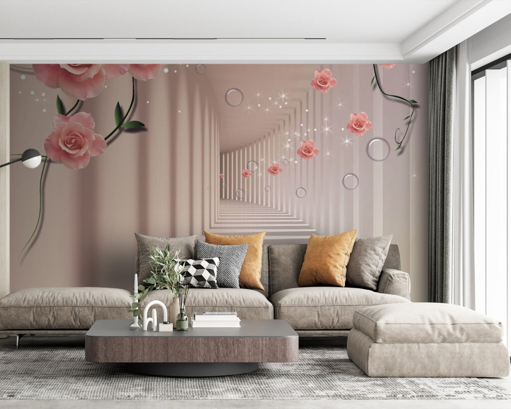 Rosen an endlosen Nischen in einem Interieur