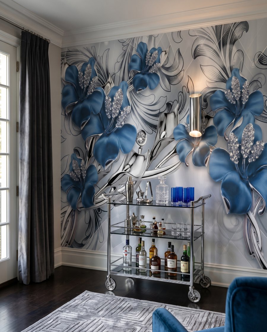 Blaue Orchideen mit Silberranken — Interieur 3