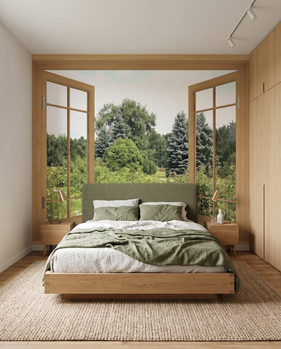 Fenster zum Sommergarten in einem Interieur