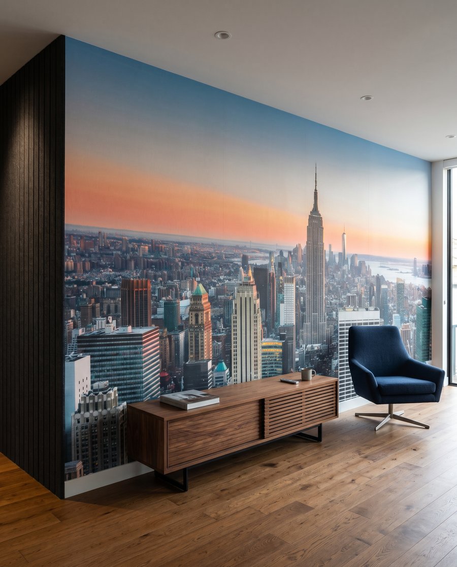 New York im Abendrot in einem Interieur