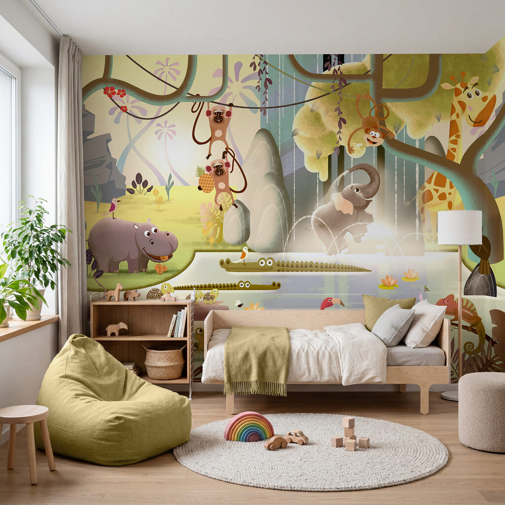Spielspaß im Dschungel in einem Interieur