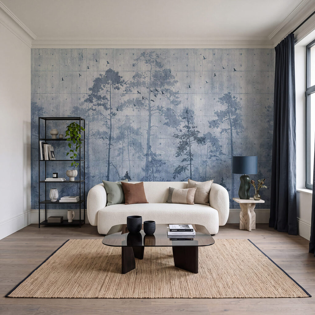 Stämme auf verwitterter Farbe in einem Interieur