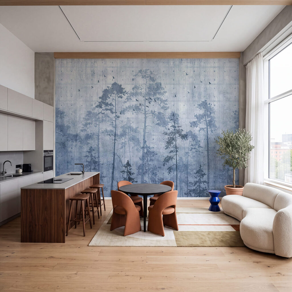 Stämme auf verwitterter Farbe in einem Interieur
