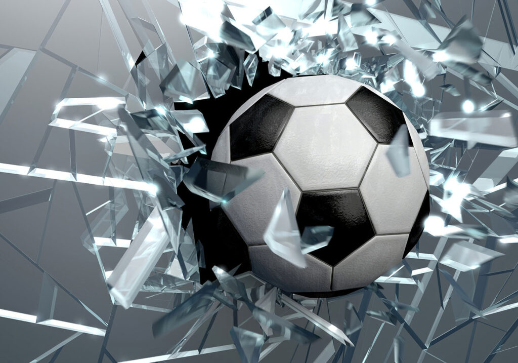 Fußball zwischen Scherben — ganzes Design