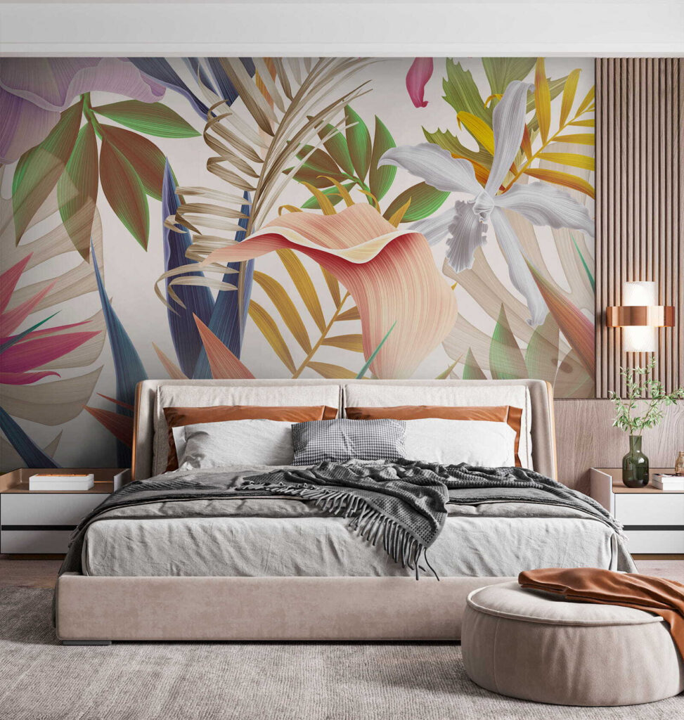 Tropenblüten zwischen spitzen Blättern — Interieur 5