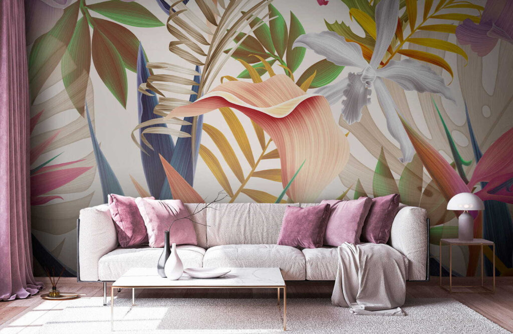 Tropenblüten zwischen spitzen Blättern — Interieur 6