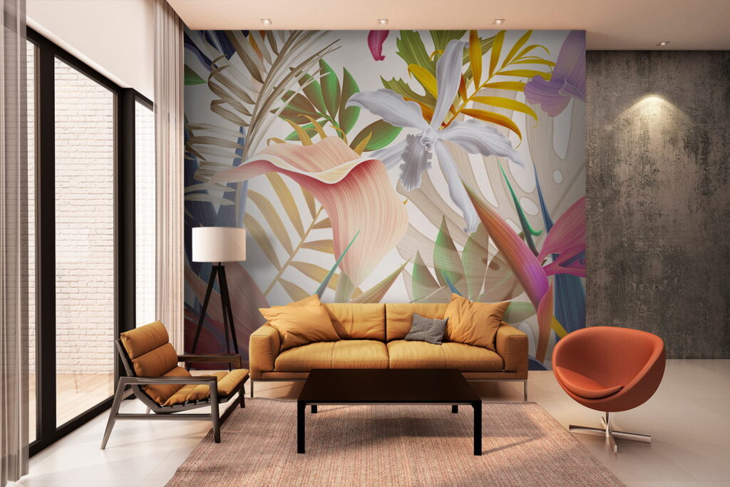 Tropenblüten zwischen spitzen Blättern — Interieur 7