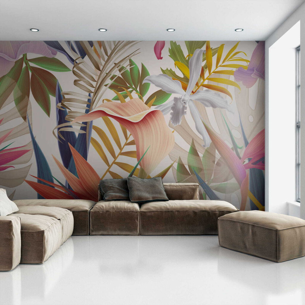 Tropenblüten zwischen spitzen Blättern — Interieur 8