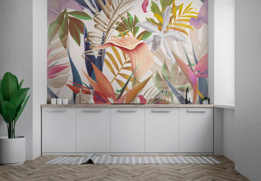 Tropenblüten zwischen spitzen Blättern — Interieur 10