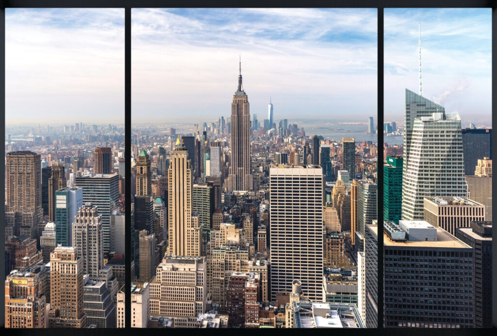 Manhattan hinter dem Sprossenfenster — ganzes Design