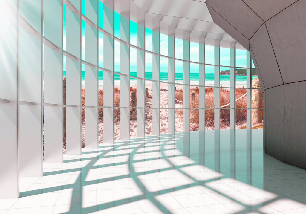 Licht durch hohe Fenster — ganzes Design