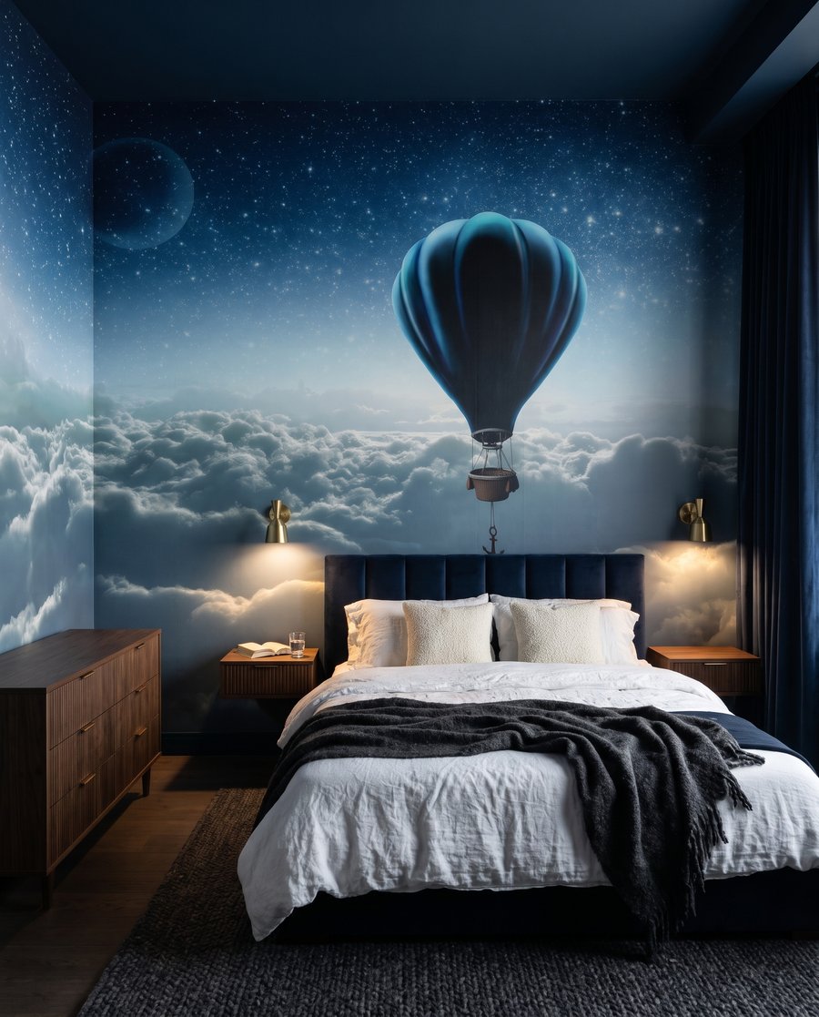 Ballonfahrt unter Sternen in einem Interieur