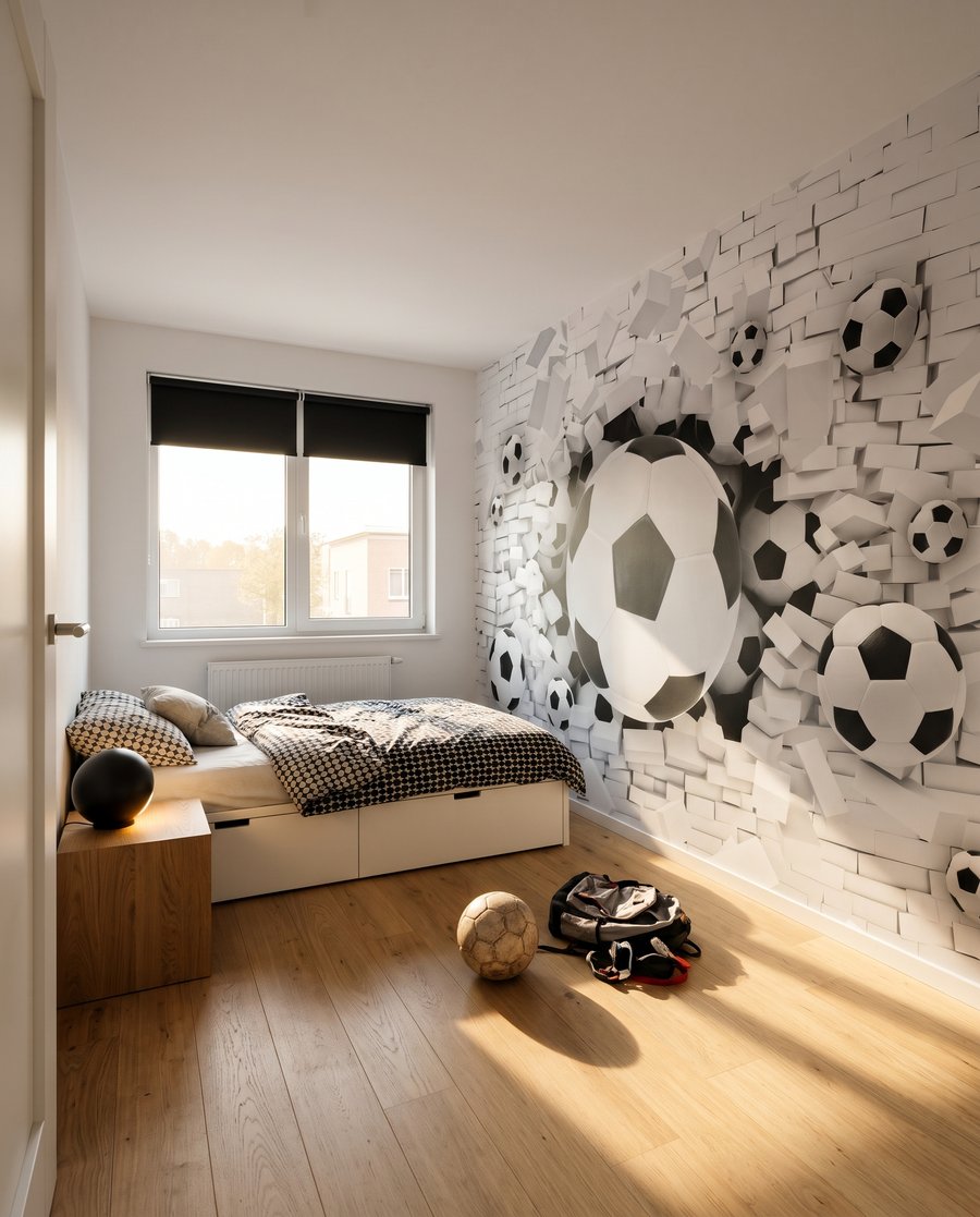 Fußbälle durchbrechen die Mauer — Interieur 4