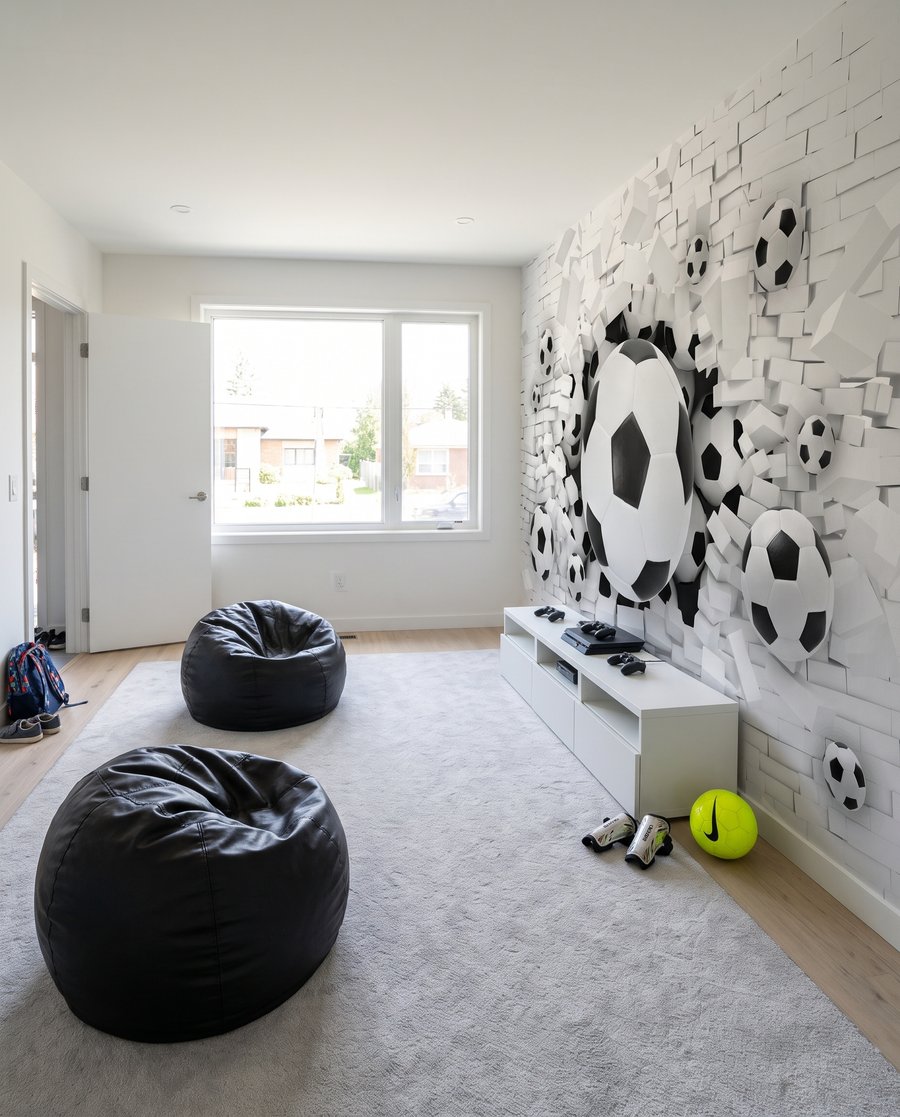 Fußbälle durchbrechen die Mauer — Interieur 5