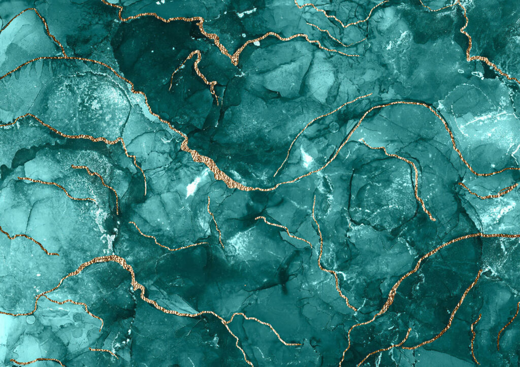 Grünblau mit warmen Akzenten — ganzes Design