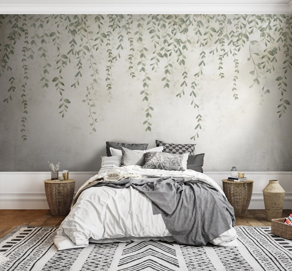 Hängende Blätterbordüre in einem Interieur