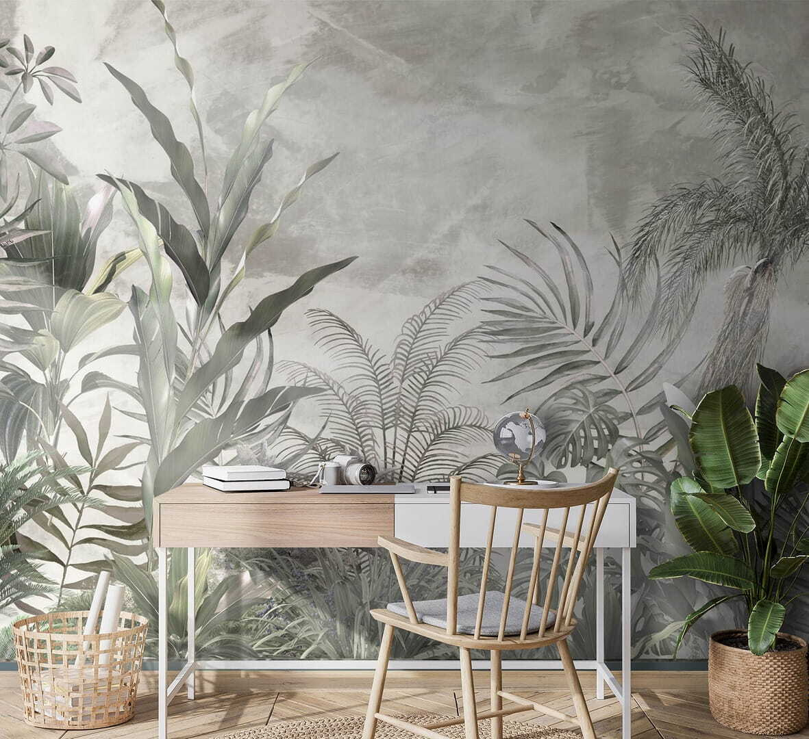 Garten in Graugrün in einem Interieur