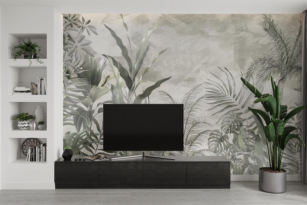 Garten in Graugrün in einem Interieur