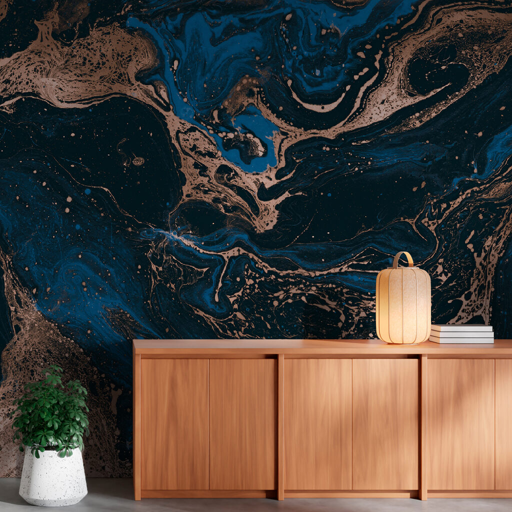 Wirbelnde Muster in Tiefblau — Interieur 5