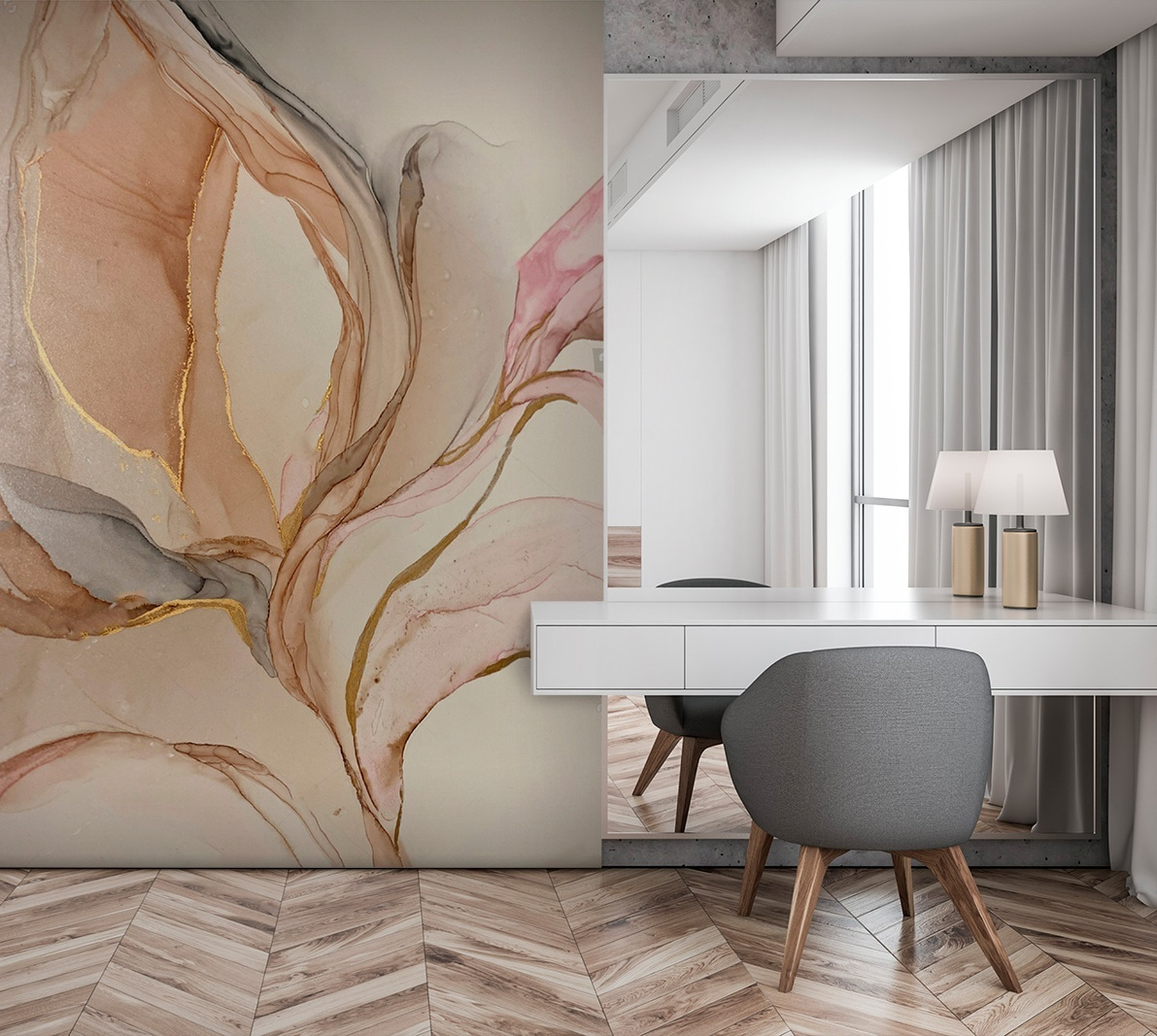 Blüte aus Blattadern in einem Interieur