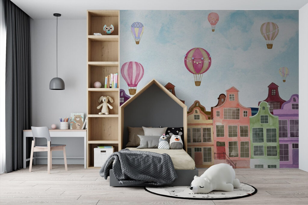 Häuserzeile mit Heißluftballons — Interieur 1