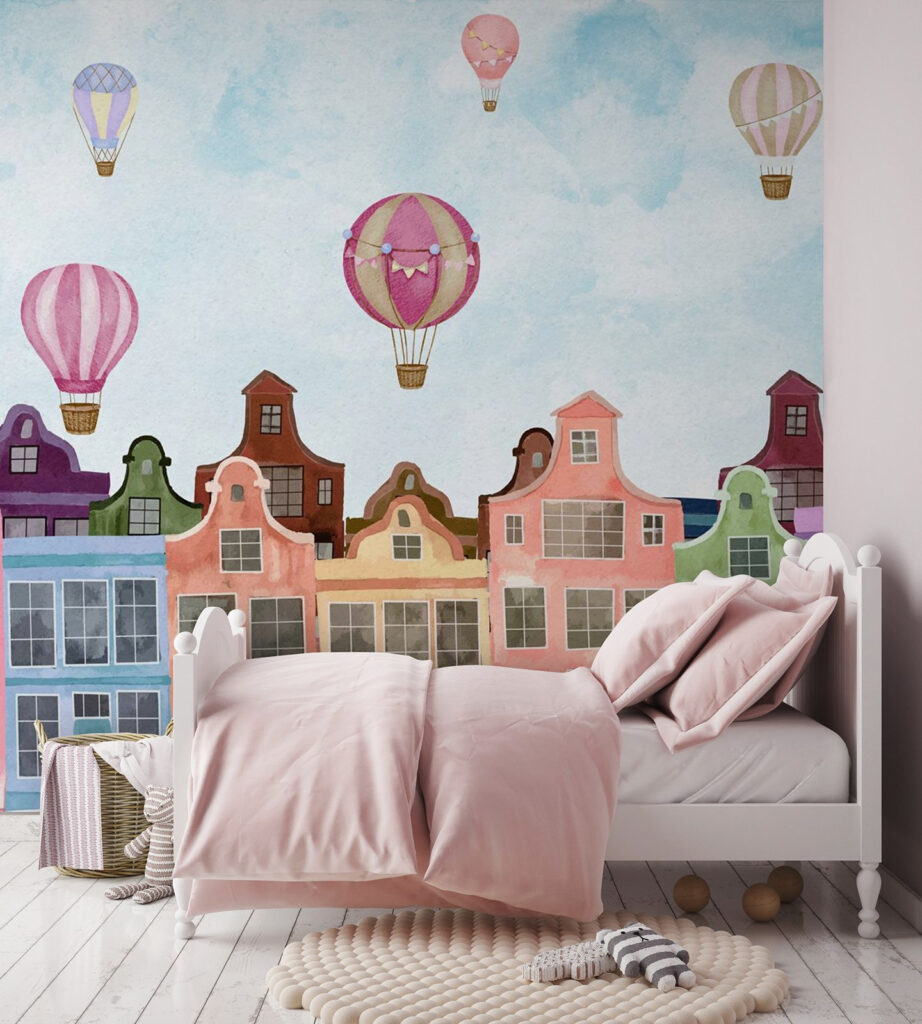 Häuserzeile mit Heißluftballons — Interieur 2