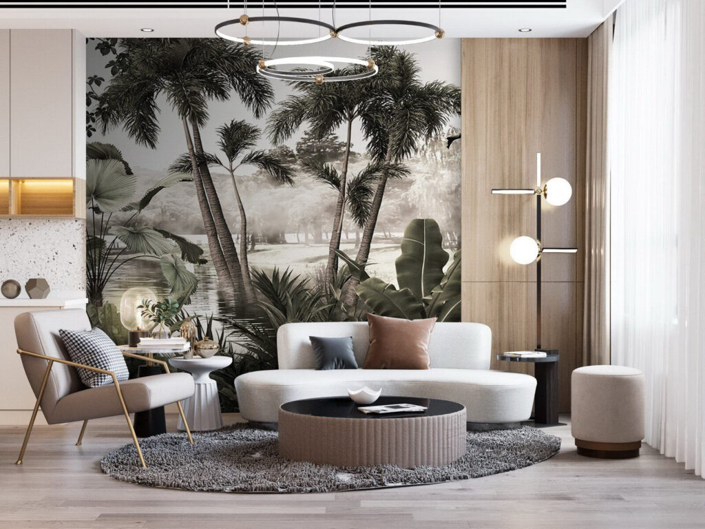 Palmen hinter großen Blättern — Interieur 1