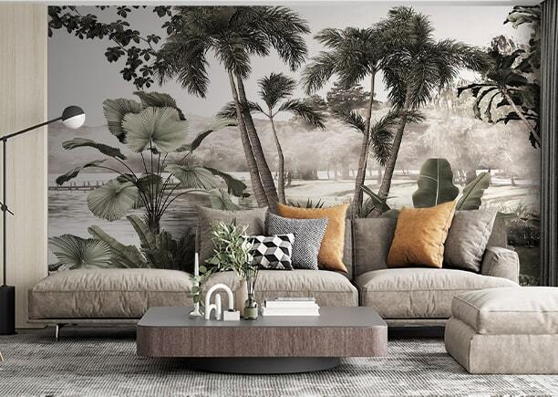 Palmen hinter großen Blättern — Interieur 3