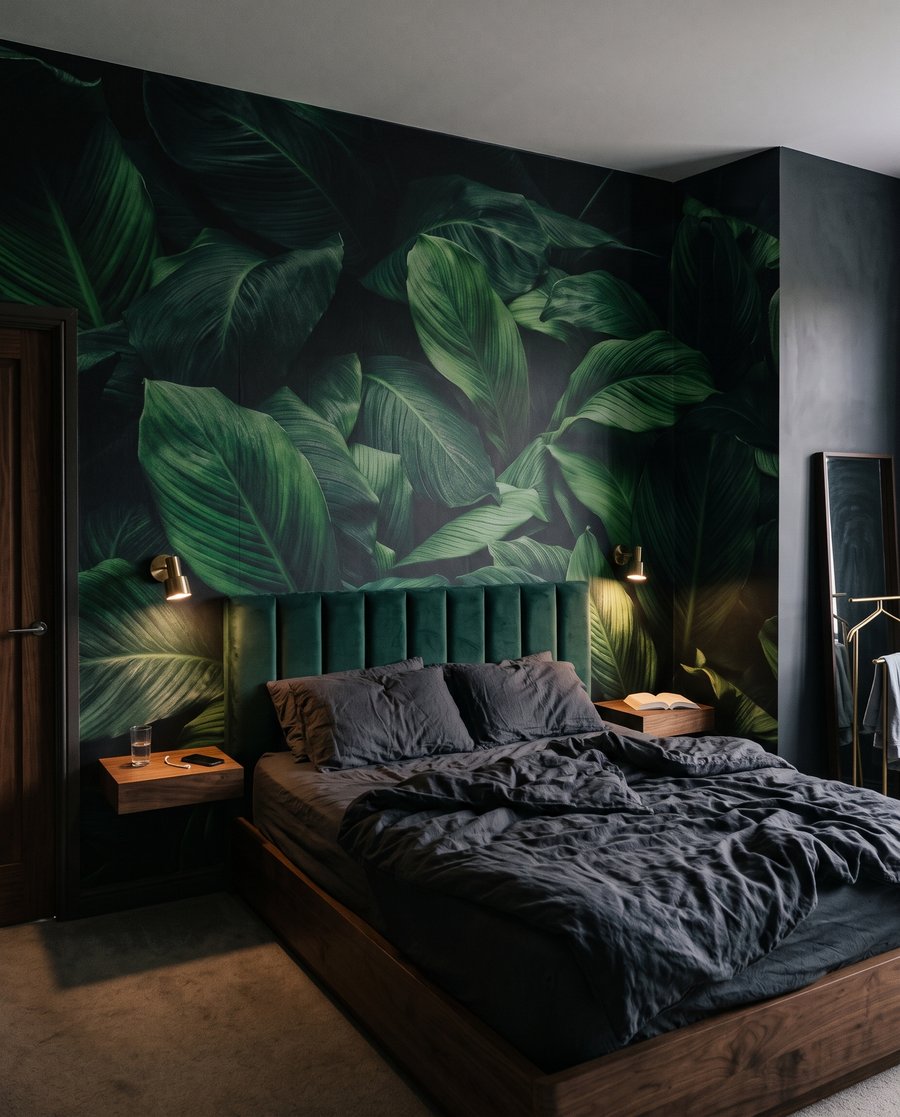 Blätter im tiefen Schatten in einem Interieur