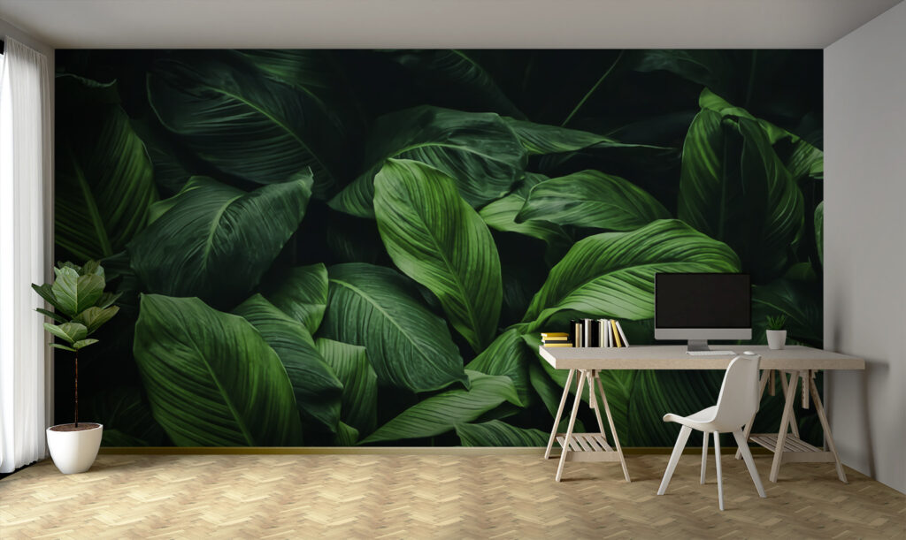 Blätter im tiefen Schatten in einem Interieur
